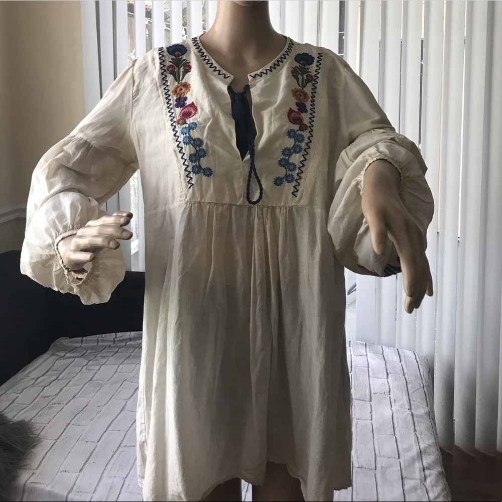 Zara cream floral dress